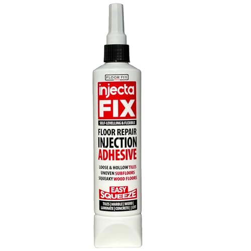 Injectafix 300 ml Easy Squeeze Flexibler starker Kleber zum Befestigen loser und hohler Fliesen + Holz- LVT- und Laminatböden Selbstnivellierend inklusive Anti-Verstopfungs-Kappe (1)