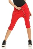 Malito Corto Boyfriend Pantalón con el botón 8015 Mujer Talla Única (Rojo)