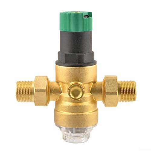Yuanpgky Riduttore di pressione dell'acqua DN20 da 3/4 con manometro e filtro, valvola di riduzione della pressione regolabile in plastica in ottone per sistemi idraulici, solari, gas (plastica)