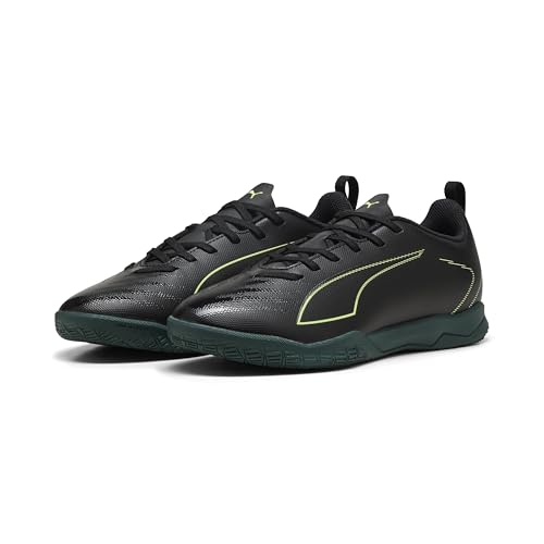 PUMA Zapatillas de fútbol Unisex Ultra 6 Play It JrSoccer para niños, Puma Black Fizzy Light Green Terrain, 34 EU