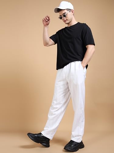 Image of StitchX Men's Airport Look Textured Seersucker Cotton Jogger Trousers S-4XL