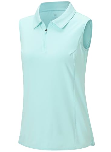 Image of BGOWATU Women's Sleeveless Golf Polo Shirts 1 /4 Zip Tennis Tank Tops with Collar UV Protection Quick Dry