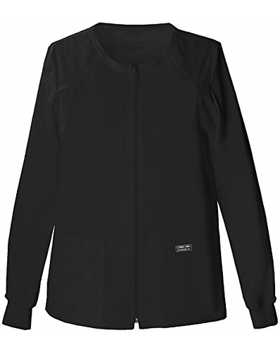CHEROKEE Women's Workwear Core Stretch Warm Up Scrubs Jacket, Black, Large