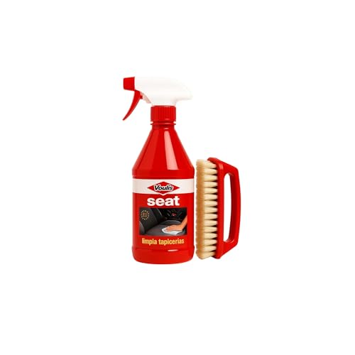 Limpiador de tapicerías coche – Limpieza de asientos – Eficaz contra manchas y suciedad + Cepillo profesional incluido – Tapicería textil, Moquetas y Alfombrillas – 550 ml – Voulis