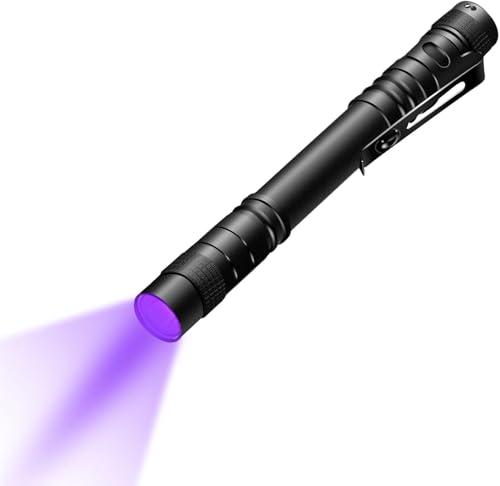 MOIPEJO UV Black Light Flashlight Mini 395nm Pen Light with Clip Ultraviolet Blacklight for Pet Urine Detection Waterproof Detector Light for Dry Stains Bed Bug Scorpion Hotel Inspection