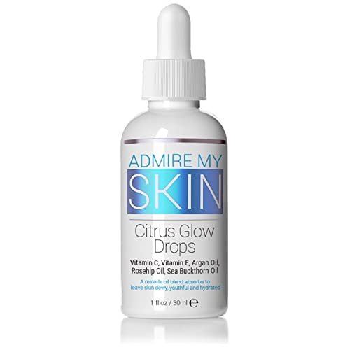 Admire My Skin Citrus Glow Drops - Vitamin C Face Oil For Glowing Skin - Organic Facial Oil For Dry, Dull Skin Contains Vitamin E Oil + Argan Oil + Rosehip Oils - Provides You With A Dewy, Youthful Glow , 1 oz