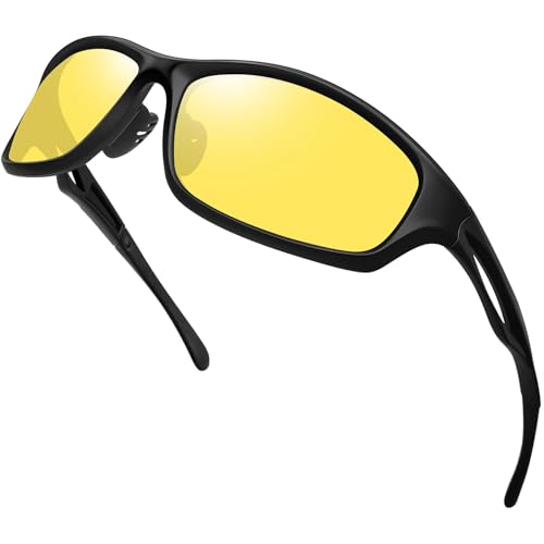 Joopin Gafas para Conducción Nocturna Deportivas Gafas Amarillas para Conducir de Noche Hombre y Mujer Protección UV400 Ciclismo Conducir Moto Running Deportes