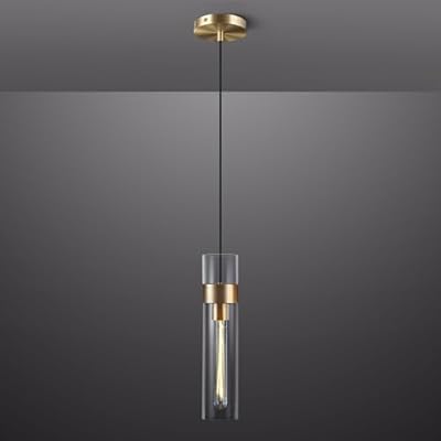 Knurldon Modern Glass Brass Pendant Lights Kitchen Island, Adjustable Cord Pendant Light Fixtures, Kitchen Pendant Lighting Over Island, Indoor Chandelier for Bedroom Bathroom, Included Bulb