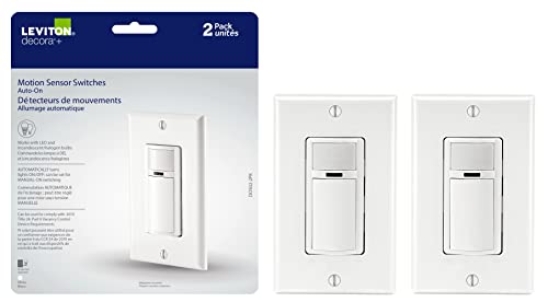 Leviton 2-Pack Decora Occupancy Motion Sensor Light Switch, Auto-On, 2A, Residential Grade, Single Pole, DOS02-2PK, White by Leviton - Image 2