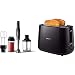 Philips Stabmixer Viva HR2653/90 (800W, SpeedTouch, inkl. 2-in-1 Togo Trinkflasche, Handmixeraufsatz) edelstahl & HD2581/90 Toaster, integrierter Brötchenaufsatz, 8 Bräunungsstufen, schwarz