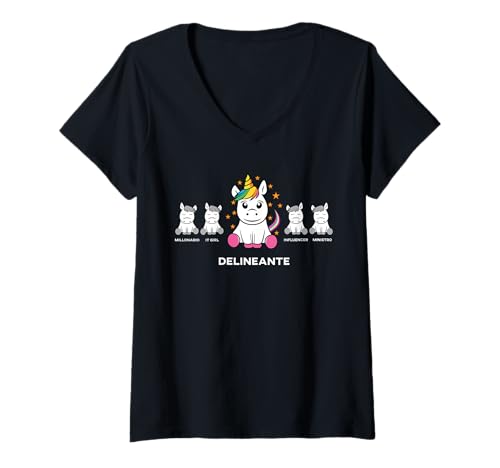 Mujer Delineante divertido Unicornio Camiseta Cuello V