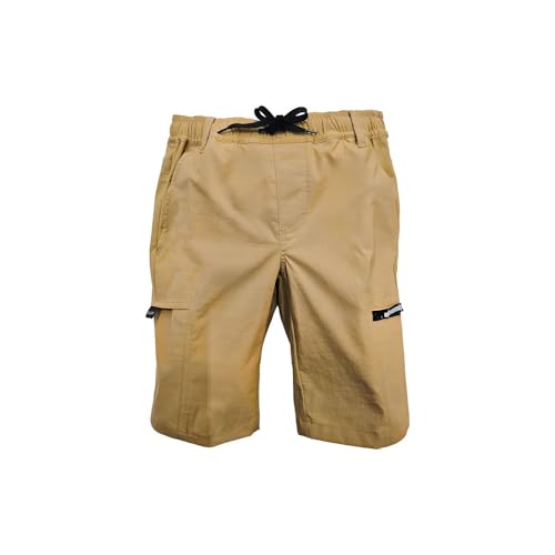 INGEAR Boys Cargo Jogger Pants, Elastic Waist, Zipper Pockets, Casual School Trousers (US, Alpha, Medium, Tan Shorts)