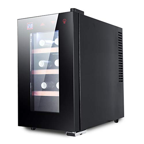 Weinkühlschrank für bis zu 8 Flaschen,Mini Kompressor Weinschrank LED-Beleuchtung Soft-Touch-Bedienfeld 3 Holz-Einschüb Single
