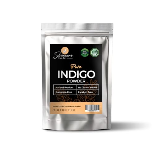 Skincare Sunday Pure Indigo Powder – 100% Organic & Natural Hair Colorant | Ammonia Free, Paraben Free, Gluten Free (16 Oz)