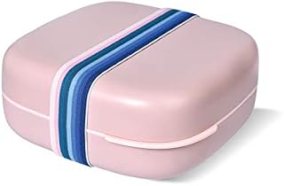 Hip Bento Box - Reusable & Portable Lunch Container - 1.3L / 44oz Capacity - Durable & Lightweight Lunchbox Set with Elastic Band and Plate - BPA Free & Recyclable - Dusty Pink