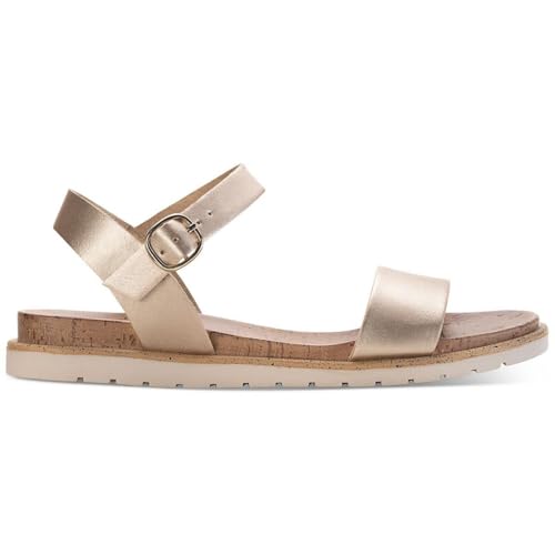 SUN STONE Womens Mattie Cork Faux Leather Flats Gold 6.5 Medium (B,M)2