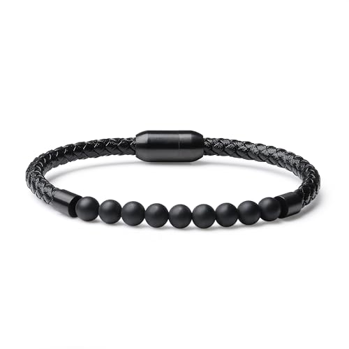 Pulsera de cuero con piedras para hombre COAI miniatura 1