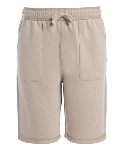 IZOD Boys' School Uniform Sensory-Friendly Knit Short, Soft Fabric with Elastic Waist, Tagless, Flattened Seams & Pockets, Khaki, 10-12