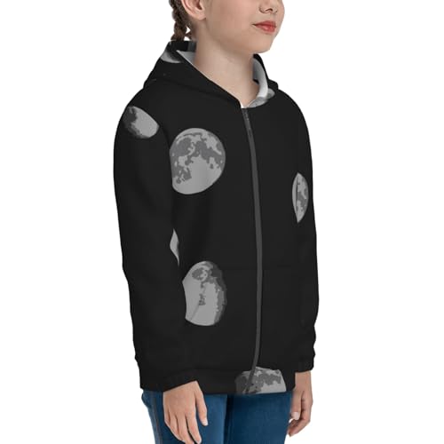 Waxing Waning Moon1 Kids Pullover Hoodies Boys Zip Up Sweatshirts Girls Athletic Clothes with Pocket4