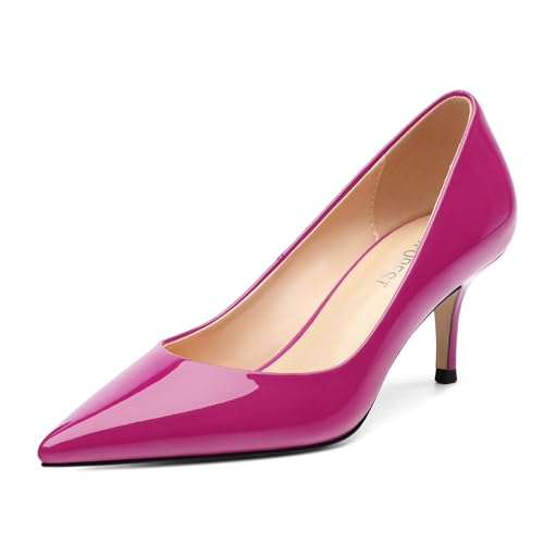 NobleOnly Women's Kitten Heel Pumps - 1.4 Inch Pointed Toe Slip-On Shoes For Wedding Or Office - View #5