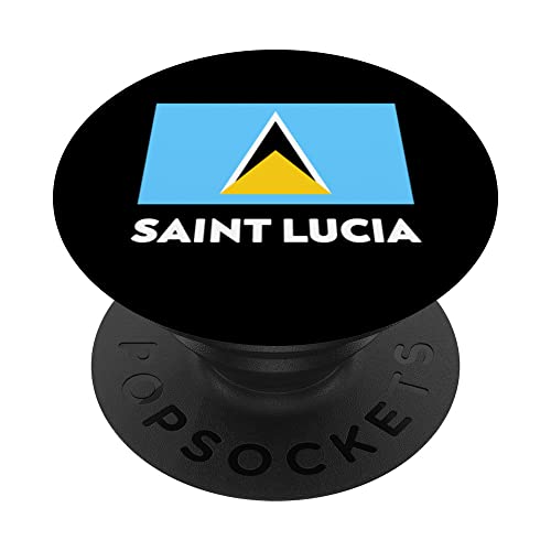 Saint Lucia Flag (St. Lucia) PopSockets Swappable PopGrip, Black