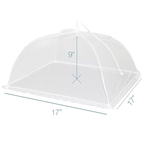 Simply Genius Pop-Up Mesh Food Covers - 17 x 17 in, White, 6 Pack, Large & Tall - Reusable & Collapsible Food Tents for Outdoor Serving