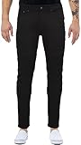 RAW X Men's Skinny Fit Biker Jeans, Washed Ripped Distressed Moto Stretch Denim Pants, Jet Black - 9613, 32W x 32L