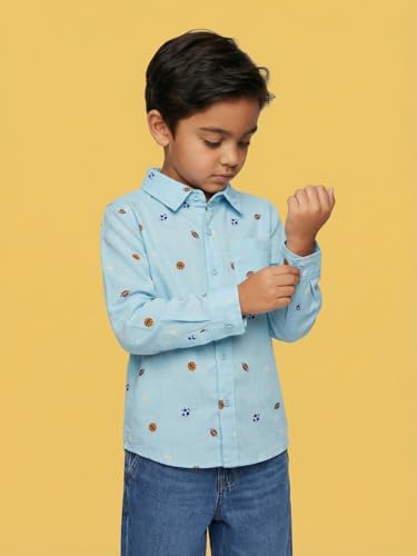 Image of Nautinati Boys Printed Full Sleeve Shirt with Regular Collar | Age 1-5 Years