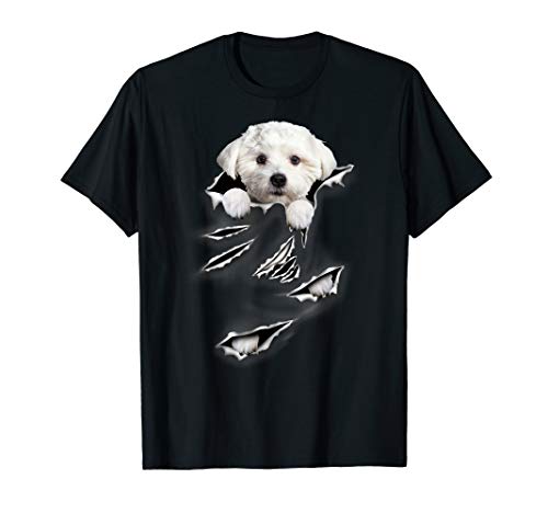 Maltese Scratch Torn Paper Cute Gift T-Shirt