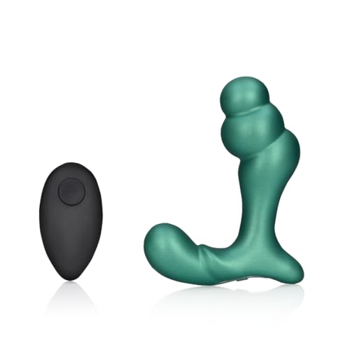 Ouch! by SHOTS Masseur de prostate vibrant empilé avec télécommande Vert métallisé