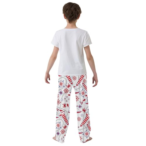 ZZXXB Lighthouse Sailboat Boys Long Pants Soft Trousers Elastic Waist Kids Lounge Bottoms with Pockets S-XL3