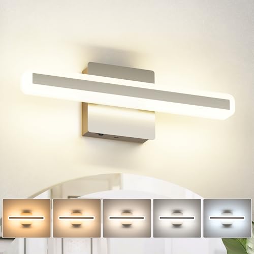 JUSHENG Brushed Nickel Vanity Lights for Bathroom, 5CCT Dimmable Vanity