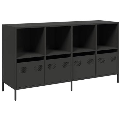 vidaXL Aparador de Acero Laminado en frío Negro 135x39x73,5 cm, Armario de almacenaje, Mueble aparador, Armario de almacenaje de Cocina, Buffet