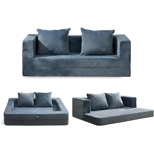 El Mejor Listado de Sofa Cama Moderno para comprar hoy. 50 BRO A SIS Sofá Cama Multifuncional (3 en 1) – Piel Imitación, Doble Plaza