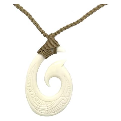 Zero Gravity Hawaii Hawaiian Jewelry MAKAO Fish Hook White Buffalo Bone Necklace Cover