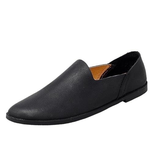 Loafers for Men Round Toe Leather Loafer Shoes Lightweight Anti Slip Resistant Prom Walking Slip On