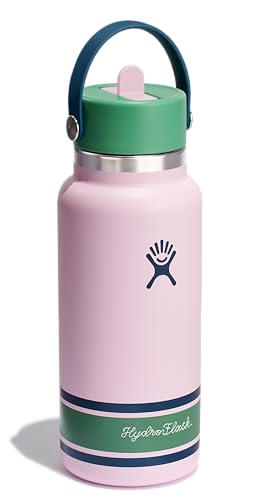 Image of Hydro Flask Water Bottle - Insulated Stainless Steel - Wide Mouth Flex Straw Lid, Non Spill, Leakproof and Refillable in 32 Oz Campus Pink