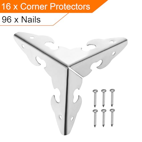 Image of uxcell 30x30x30mm Metal Box Corner Protectors Edge Guard Silver Tone 16pcs
