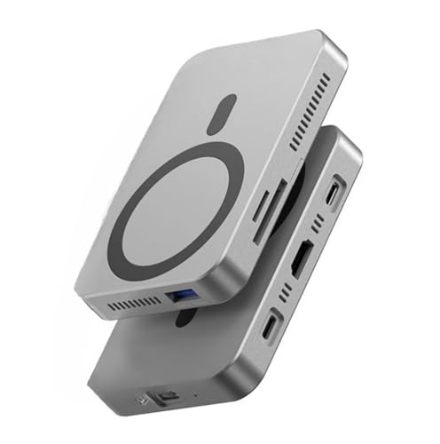 Image of INICIO Magnetic M.2 NVMe SSD Enclosure, 8 in 1 USB C Hub with HDMI SD TF Reader 10Gbps Magsafe & Cooling Fan for iPhone 16 15 Pro Max ProRes MacBook iPad Pro S25, Support SSD Size 2230 /2242 /2260 /2280