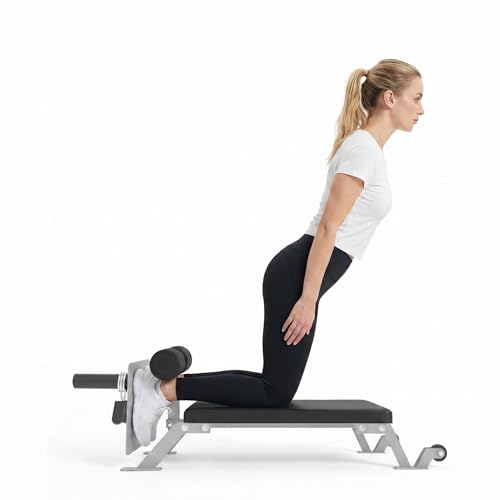 Nordic Curl Machine Heavy Duty Steel Nordic Hamstring Curl Machine with Thick Pad/ Height Adjustable Bench for Home Gym Weight Capacity 450 LBS White