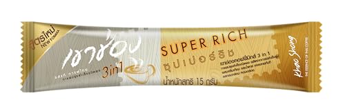 Image of Khao Shong 3-in-1 Instant Coffee Mix - Premium Thai Coffee, Aromatic & Full-Bodied | Smooth, Creamy, Low Fat, No Cholesterol (Coffee Mix - Super Rich 60gm)