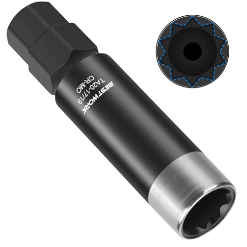 Bestwork 10 Spline Lug Nut Key, Replacement for TA20-17/19, Compatible with Bimecc 10 Spline Lug Nut Socket for Passenger Car/SUV/Truck, with 17mm & 19mm Hex Drive, Double Layer Reinforcement