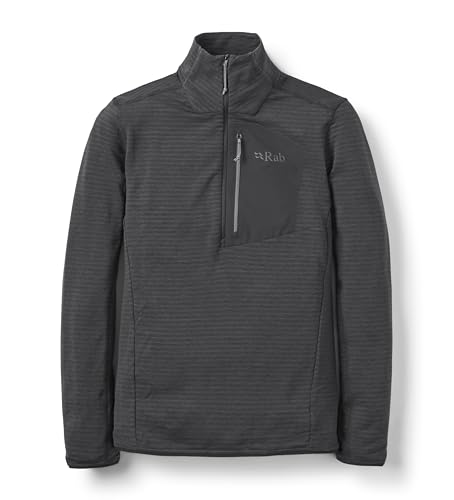 Rab Men’s Ascendor Light Pull-On - Half-Zip Fleece for Climbing, Skiing, & Mountaineering - Black - Medium