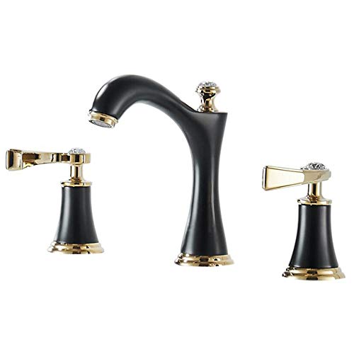 Grifo de lavabo de 3 orificios con doble maneta y mezclador de agua fría y caliente en color cromo