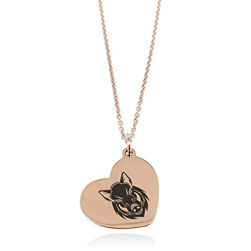 Tioneer Rose Gold Plated Stainless Steel Boar Floating Heart Tag Charm Pendant Necklace