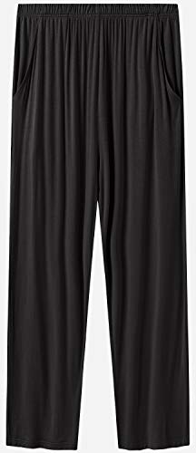 Mofiz Mens Pajama Set Long Sleeve,Men Lounge Set 2 Piece Sleep Night Suit Modal Pants With Pockets Lightweight Sleepwear Sets Black M #TOP2