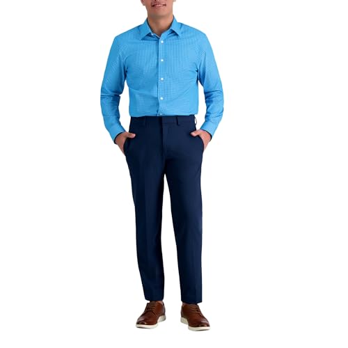 Haggar Mens Premium Comfort Slim Fit Wrinkle Resistant Dress Shirt Aqua Blue - image 2