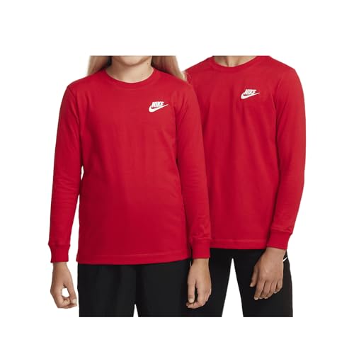 Nike Sportswear Big Kids' Long-Sleeve T-Shirt (University Red, FZ4946-657)