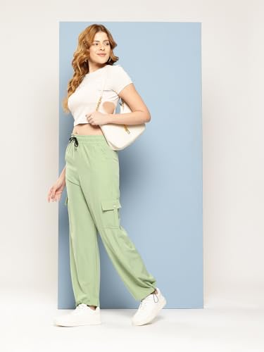 Image of Aarika Womens Casual Wear Black Colour Solid Crep Cargo Pant