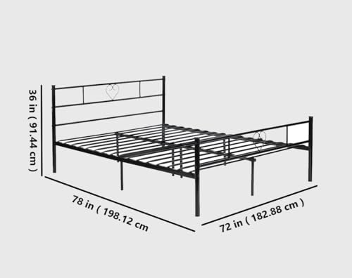 Image of Passio Metal Unique Desine King Size Bed | Metal Double Bed with Headboard & Footboard | Bed for Bedroom | Iron Black (DLY : Do It Yourself)